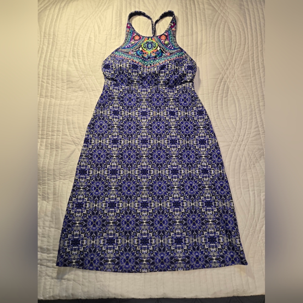 Athleta Halter Dress. Purple With Multicolor Print.  Women's Size 34B/C